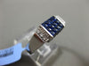 ESTATE WIDE 3.21CT DIAMOND & AAA SAPPHIRE 18KT WHITE GOLD 3D RECTANGULAR RING