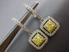 ESTATE 1.71CT WHITE & FANCY YELLOW DIAMOND 18KT 2 TONE GOLD DOUBLE HALO EARRINGS