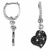 .70CT WHITE & BLACK DIAMOND 14K WHITE GOLD 3D HEART HUGGIE PAVE HANGING EARRINGS