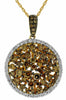 1.57CT WHITE & CHOCOLATE FANCY DIAMOND 14KT YELLOW GOLD CLUSTER CIRCULAR PENDANT