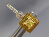ESTATE LARGE 2.62CT WHITE & FANCY YELLOW DIAMOND 18K 2 TONE GOLD SQUARE EARRINGS