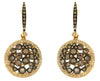 2.55CT WHITE & MOCHA DIAMOND 14KT YELLOW GOLD 3D CLUSTER ETOILE HANGING EARRINGS
