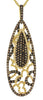 1.72CT WHITE & MOCHA DIAMOND 14K YELLOW GOLD 3D ELONGATED TEAR DROP LOVE PENDANT
