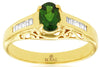 0.63CT DIAMOND & AAA RUSSALITE 14KT YELLOW GOLD OVAL & BAGUETTE FRIENDSHIP RING