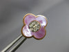 ESTATE .06CT DIAMOND & AAA MOTHER OF PEARL 14KT ROSE GOLD 4 CLOVER STUD EARRINGS