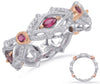 .58CT DIAMOND & AAA RUBY 14K WHITE & ROSE GOLD ROUND & MARQUISE ANNIVERSARY RING