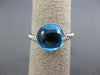 ESTATE 3.04CT DIAMOND & AAA CABOCHON BLUE TOPAZ 14KT WHITE GOLD 3 STONE FUN RING