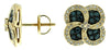 .76CT WHITE & BLUE DIAMOND 14KT YELLOW & BLACK GOLD 3D FLOWER SCREWBACK EARRINGS
