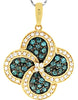 .75CT WHITE & BLUE DIAMOND 14KT YELLOW GOLD DOUBLE INFINITY FLOWER LOVE PENDANT