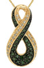 .33CT WHITE & GREEN DIAMOND 14KT YELLOW GOLD 3D INFINITY LOVE FLOATING PENDANT