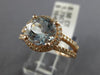ESTATE LARGE 2.25CT DIAMOND & AAA AQUAMARINE 14KT ROSE GOLD HALO ENGAGEMENT RING