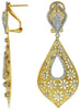 ESTATE LARGE 1.25CT DIAMOND 14KT YELLOW GOLD 3D TEAR DROP OPEN FILIGREE EARRINGS