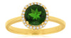 1.55CT DIAMOND & AAA GREEN GARNET 14KT YELLOW GOLD 3D ROUND HALO FRIENDSHIP RING