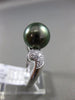 ESTATE .26CT DIAMOND 14KT WHITE GOLD 3D AAA TAHITIAN PEARL PAVE SOLITAIRE RING