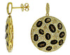 8.40CT WHITE & BLACK DIAMOND & SMOKY TOPAZ 14KT YELLOW GOLD 3D HANGING EARRINGS