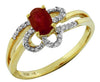 ESTATE .78CT DIAMOND & AAA RUBY 14KT YELLOW GOLD OVAL & ROUND BUTTERFLY FUN RING