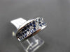 ANTIQUE 1.58CT DIAMOND & SAPPHIRE 18K WHITE GOLD 3 ROW WEDDING ANNIVERSARY RING