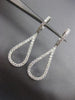 ESTATE .90CT DIAMOND 18KT WHITE GOLD 3D CLASSIC OPEN TEAR DROP HANGING EARRINGS
