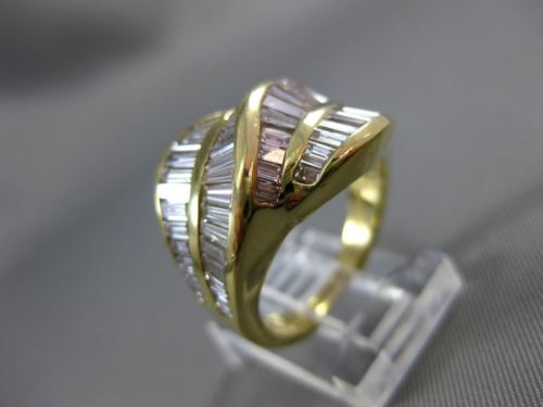 ANTIQUE WIDE 2.50CT BAGUETTE DIAMOND 18KT YELLOW GOLD COCKTAIL RING E/F #20143