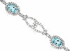 ESTATE WIDE 3.94CT DIAMOND & AAA AQUAMARINE 14KT WHITE GOLD HALO TENNIS BRACELET