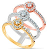 ESTATE 1.05CT DIAMOND 18K WHITE YELLOW & ROSE GOLD CLASSIC MULTI FLOWER FUN RING