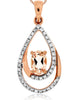 ESTATE .57CT DIAMOND & AAA MORGANITE 14KT ROSE GOLD TEAR DROP FLOATING PENDANT