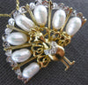 ANTIQUE .05CT DIAMOND & PEARL 14KT TWO TONE GOLD PEACOCK BIRD PIN PENDANT #20841