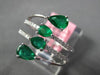 ESTATE WIDE 1.16CT DIAMOND & AAA EMERALD 18K WHITE GOLD 3D CRISS CROSS LOVE RING