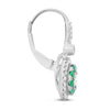 ESTATE .94CT DIAMOND & AAA EMERALD 14KT WHITE GOLD ROUND FLOWER HANGING EARRINGS