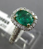 WIDE 1.56CT DIAMOND & EMERALD 14K TWO TONE GOLD HALO OVAL SQUARE ENGAGEMENT RING