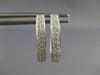 ESTATE .50CT DIAMOND 14K WHITE GOLD 3D CLASSIC TWO ROW OVAL HUGGIE HOOP EARRINGS