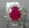 ESTATE WIDE 2.37CT DIAMOND & AAA RUBY 18KT WHITE GOLD OVAL HALO ENGAGEMENT RING
