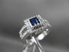 ESTATE WIDE 1.0CT DIAMOND & AAA SAPPHIRE 14KT WHITE GOLD 3D SQUARE HALO RING