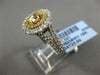 LARGE 2.49CT WHITE & FANCY YELLOW DIAMOND 18K TWO TONE GOLD HALO ENGAGEMENT RING