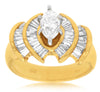 ESTATE 1.85CT MARQUISE & BAGUETTE DIAMOND 14KT YELLOW GOLD 3D ENGAGEMENT RING