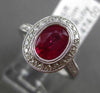 ESTATE 1.54CT DIAMOND & RUBY 14K WHITE GOLD OVAL HALO 3D CLASSIC ENGAGEMENT RING