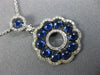 ESTATE 2.08CT DIAMOND & AAA SAPPHIRE 14KT WHITE GOLD 3D FLOWER CIRCULAR PENDANT