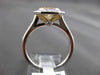 ESTATE 1.87CT WHITE & FANCY YELLOW DIAMOND 18K 2 TONE GOLD BEZEL ENGAGMENT RING