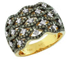 WIDE .85CT WHITE & MOCHA DIAMOND 14K YELLOW & BLACK GOLD ETOILE ANNIVERSARY RING