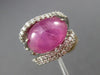 ESTATE EXTRA LARGE 15.0CT DIAMOND & AAA STAR RUBY 18KT WHITE GOLD 3D LOVE RING