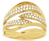 WIDE .50CT DIAMOND 14KT YELLOW GOLD 3D CLASSIC MULTI LEAF CRISS CROSS FUN RING