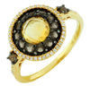 1.91CT DIAMOND & AAA CITRINE & SMOKY TOPAZ 14K YELLOW GOLD ROUND FLOWER FUN RING
