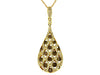 1.05CT WHITE & MOCHA DIAMOND 14KT YELLOW GOLD 3D OPEN FILIGREE TEAR DROP PENDANT