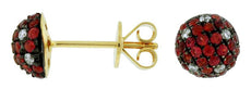 1CT DIAMOND & AAA RUBY 14K YELLOW GOLD CIRCULAR DOME SHAPE CLASSIC STUD EARRINGS