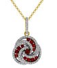 ESTATE .80CT DIAMOND & AAA RUBY 14KT YELLOW GOLD LOVE KNOT FUN FLOATING PENDANT