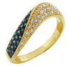 ESTATE .40CT WHITE & BLUE DIAMOND 14KT YELLOW GOLD 3D MULTI ROW SWIRL FUN RING