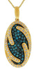 .75CT WHITE & BLUE DIAMOND 14KT YELLOW & BLACK GOLD OVAL MULTI SWIRL FUN PENDANT