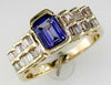 1.33CT DIAMOND & AAA TANZANITE 14KT YELLOW GOLD 3D EMERALD CUT ENGAGEMENT RING