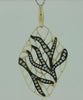 ESTATE .45CT DIAMOND 14K YELLOW GOLD CLASSIC MULTI LEAF WEB FUN FLOATING PENDANT