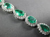 ESTATE WIDE 13.74CT DIAMOND & AAA EMERALD 18K WHITE GOLD 3D OVAL TENNIS BRACELET